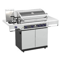 Deluxe Beefmaster 4 Burner BBQ on Deluxe Cart with Cast Iron Side Burner